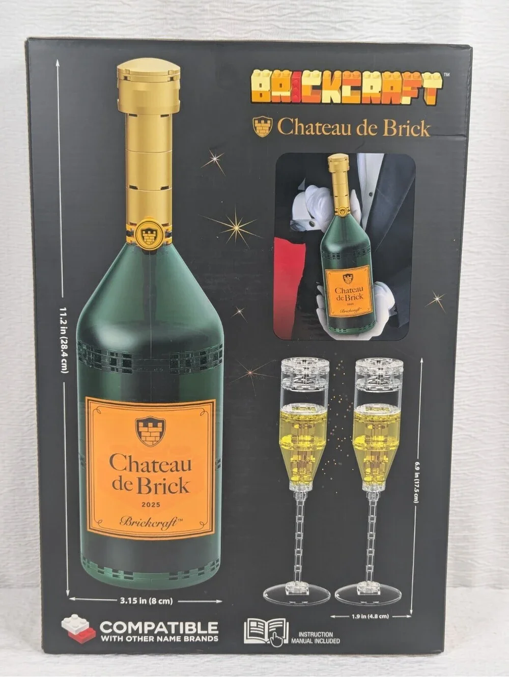 BrickCraft - Lego - Chateau De Brick -136pc Bottle & Champagne Glass Brick Set